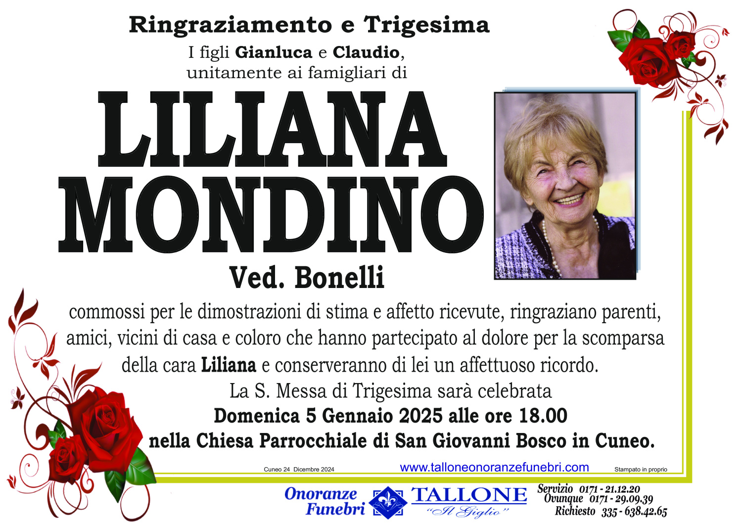 <br />
<b>Warning</b>:  Undefined variable $info in <b>/home/tallone/public_html/ringraziamenti.php</b> on line <b>68</b><br />
Liliana Mondino